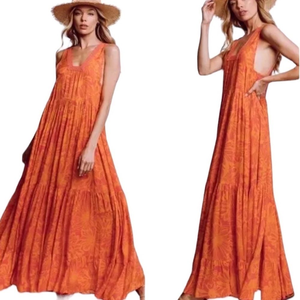 NWT’S Free People intimately Tiers crocheted cottage core Boho Maxi Dress M